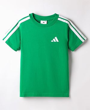 ADIDAS KIDS Cotton Knit Half Sleeves T-Shirt with Tape Detailing - Green