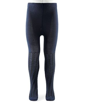 Cute Walk by Babyhug Cotton Knit Anti Bacterial Solid Tights - Navy Blue
