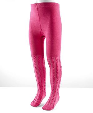 Cute Walk by Babyhug Cotton Knit Anti Bacterial Tights With Cable Knit Design - Dark Pink