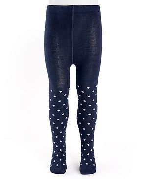 Cutewalk by Babyhug Anti Bacterial Footed Tights With Polka Dots - Navy Blue