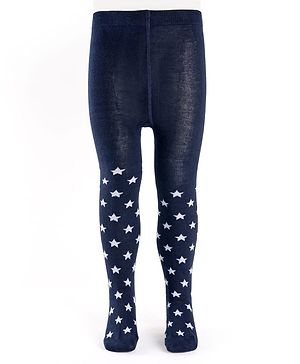 Cutewalk by Babyhug Cotton Knit Anti Bacterial Footed Tights With Star Design - Navy Blue