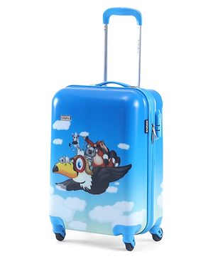 Babyhug Kid's Small 1 Day Trip Trolley Luggage Eagle & Bear Theme Print Sky Blue -20 Inches| Shock Resistant| Telescopic Handle| Water Resistant| Easy Zipper Closure| Durable Wheels| Number Lock