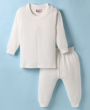 Bodycare Cotton Full Sleeves Pullover Thermal Inner Wear Set - White