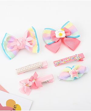 Babyhug Bow and Butterfly Clips Set of 6 - Pink