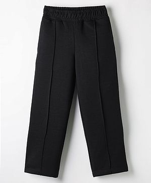 Kookie Kids Knit Full Length Wide Leg Solid Lounge Pant - Black