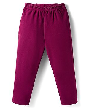 Babyhug Velour Knit Full Length Solid Colour Fleece & Woollen Pant - Maroon