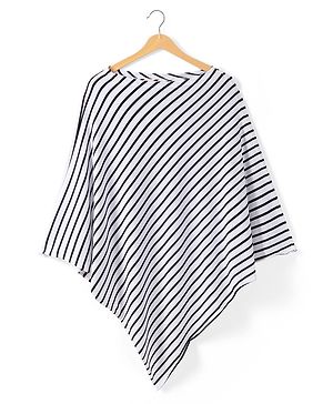 Babyhug 100% Cotton Multi Purpose Breast Feeding Nursing Scarf - Poncho White| Travel-Friendly| Machine Washable| Soft Breathable Fabric| Stylish & Discreet for Feeding & Breast Pump Use