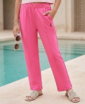 Pine Kids Knit Full Length Solid Color Leggings - Dark Pink