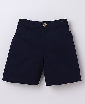Aww Hunnie Twill Woven Solid Shorts - Blue