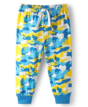 Babyhug Cotton Knit Full Length Lounge Pant With Abstract Print - Multicolour