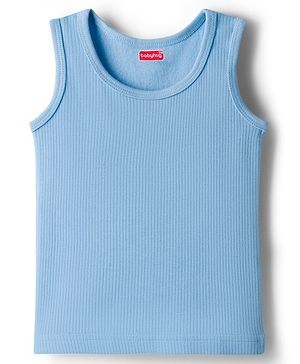 Babyhug Knit Sleeveless Solid Thermal Vest - Light Blue