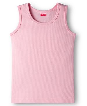 Babyhug Knit Sleeveless Solid Thermal Vest - Pink