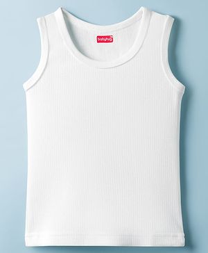 Babyhug Knit Sleeveless Solid Thermal Vest - Offwhite