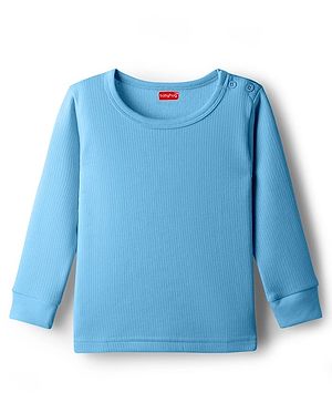 Babyhug Knit Full Sleeves Solid Pullover Thermal Vest - Light Blue