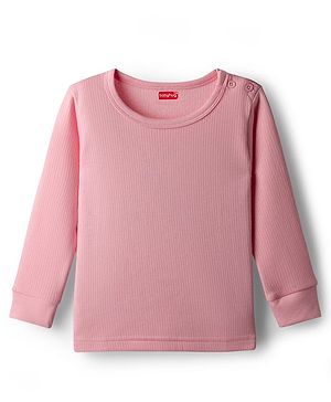 Babyhug Knit Full Sleeves Solid Pullover Thermal Vest - Pink