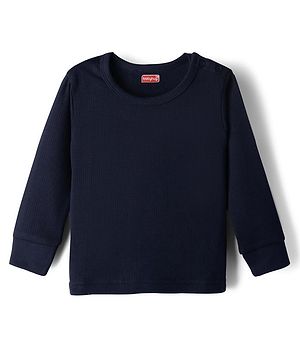 Babyhug Knit Full Sleeves Solid Pullover Thermal Vest - Navy Blue