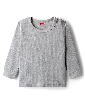 Babyhug Knit Full Sleeves Solid Pullover Thermal Vest - Light Grey