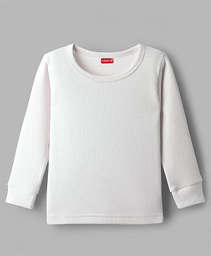 Babyhug Knit Full Sleeves Solid Pullover Thermal Vest - White