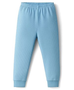 Babyhug Knit Full Length Solid Thermal Pant - Light Blue