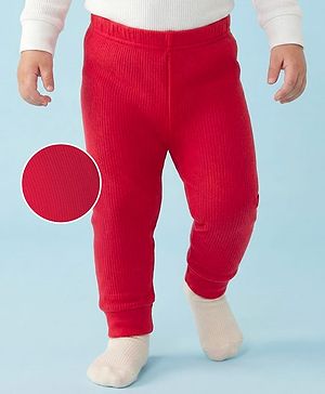 Babyhug Knit Full Length Solid Color Thermal Pant - Red