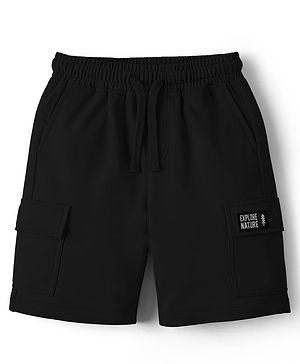 Kookie Kids Terry Knit Above Knee Length Shorts with Cool Kids Club Badge - Black