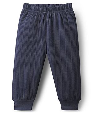 Babyhug Knit Full Length Solid Color Thermal Pant - Navy Blue