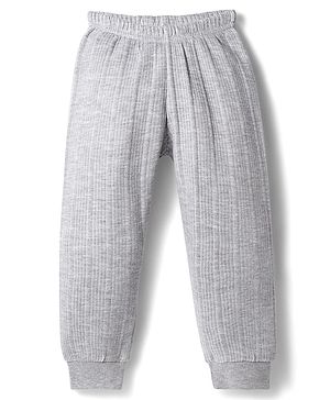 Babyhug Knit Full Length Solid Colour Thermal Pant - Light Grey