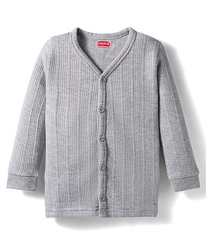 Babyhug Knit Full Sleeves Solid Color Thermal Vest - Light Grey