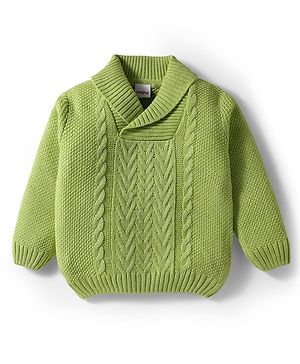 Babyhug Knit Full Sleeves Pullover Sweater with Cable Knit Design - Light Green