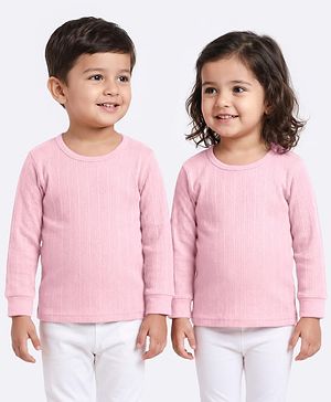 Babyhug Knit Full Sleeves Solid Colour Thermal Inner Vest - Pink