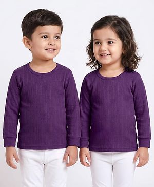 Babyhug Knit Full Sleeves Solid Color Thermal Vest - Purple