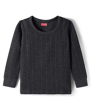 Babyhug Cotton Knit Full Sleeves Solid Colour Thermal Vest - Dark Grey