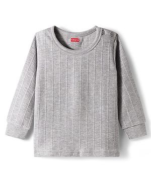 Babyhug Cotton Knit Full Sleeves Solid Colour Thermal Vest - Light Grey