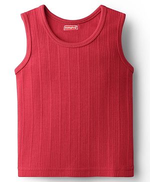 Babyhug Knit Sleeveless Solid Color Pullover Thermal Vest - Red