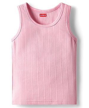 Babyhug Knit Sleeveless Solid Color Thermal Vest - Pink