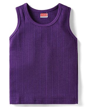 Babyhug Knit Sleeveless Solid Color Thermal Vest - Purple