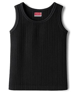 Babyhug Knit Sleeveless Solid Thermal Vest - Charcoal Grey