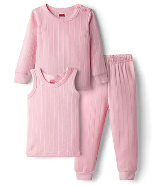 Babyhug Knit Full Sleeves Thermal Inner Wear
                      Set - Pink
