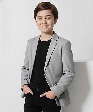 Pine Kids Full Sleeves Solid Color Party Blazer -Grey