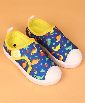 Cute Walk by Babyhug Velcro Closure Casual Shoes with Dino Print - Blue