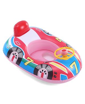 Babyhug Inflatable Swimming Ring  Pink | For 3+ years Boys & Girls| Durable Vinyl Pool Float| Swimming Ride On with Steering Wheel