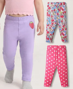 Babyhug Cotton Knit Full Length
                              Leggings With Floral & Polka Dots Pack
                              Of 3 - Pink & Purple