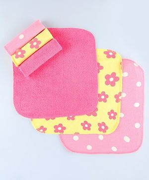 Babyhug Cotton Terry Knit Wash Cloths Pack of 6 L 28 x B 28 cm - Multicolour