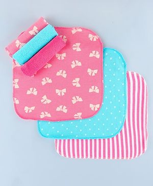 Babyhug Cotton Terry Knit Wash Cloths Pack of 6 L 28 x B 28 cm - Multicolour