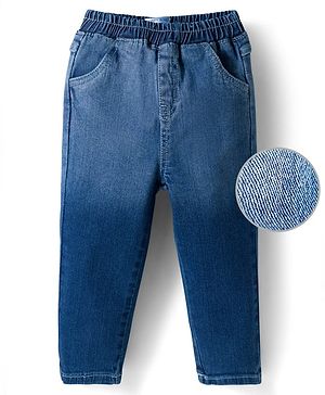 Mark & Mia Cotton Lycra Denim Full Length Jeans with Teddy Badge Detailing - Light Blue