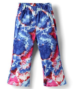 CrayonFlakes Knit Tie Dye Flared Leggings - Blue