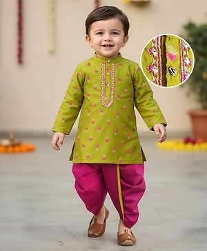 BABYHUG BOYS BROCADE KURTA DHOTI SET 18-24M GREEN
