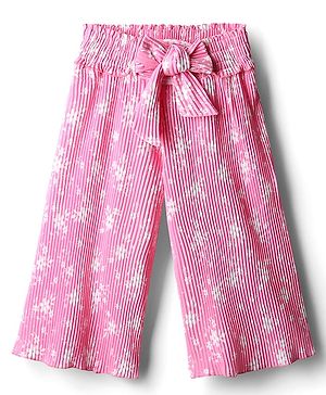 Babyhug Cotton Knit Full Length Culottes With Floral Print - Pink