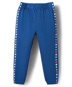 Babyhug Cotton Lycra Knit Full Length Leggings with Stars Print - Navy Blue