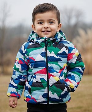 Babyhug Woven Full Sleeves Padded Hooded Jacket With Camouflage Print & Detachable Hood - Multicolor